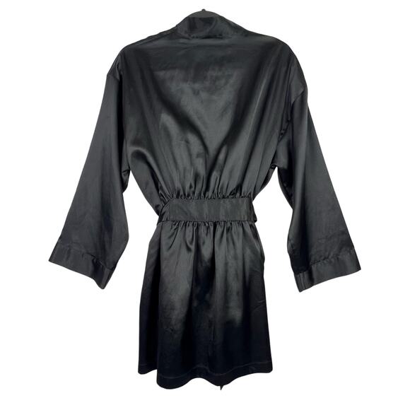 Victoria’s Secret Satin Black Attached Belt Women’s Robe One Size Dressing Gown - Picture 3 of 9